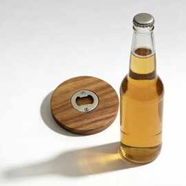 跨境现货木质开瓶器商用圆形啤酒起子便捷式酒水饮料启瓶器开罐器