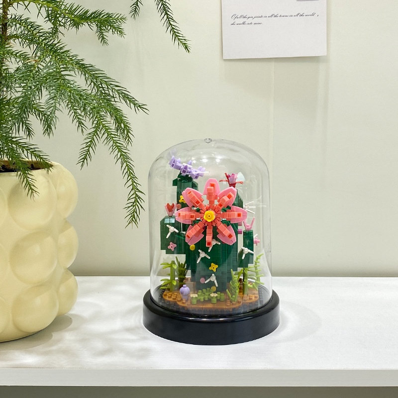 Compatible con Lego ins estilo suculento olla chino bloques de construcción flor niños ensamblados juguetes flores decoración puesto al por mayor