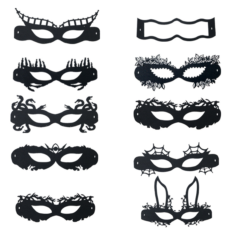 Transfronterizos nuevos no tejidos máscaras de felt negro máscaras modernas máscaras de felt minimalistas máscaras misteriosas de baile de maquillaje