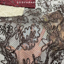 2026秋冬新款欧美简约镂空蕾丝叶子雪尼尔珠片刺绣上衣连衣裙面料