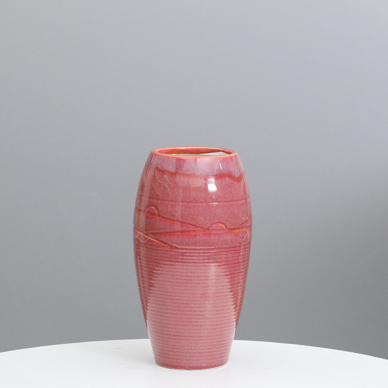 Colorido florero de cerámica decoración artesanía creativa cambio del horno flor seca hogar color esmalte simple Hotel florero al por mayor