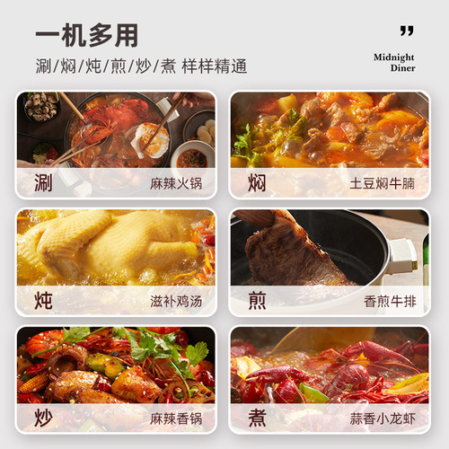 DAYU Electric Hot Pot Multifunctional Household Split Hot Pot Electric Cooking Pot Large Capacity Frying and Steaming Non-stick Electric Hot Pot