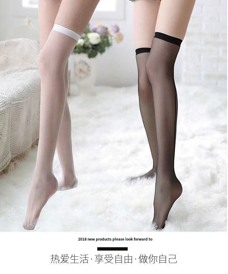 Sheer Black Lace Stockings, 5D Ultra-thin Polyester, Mid-calf Length, One Size — detail image 1