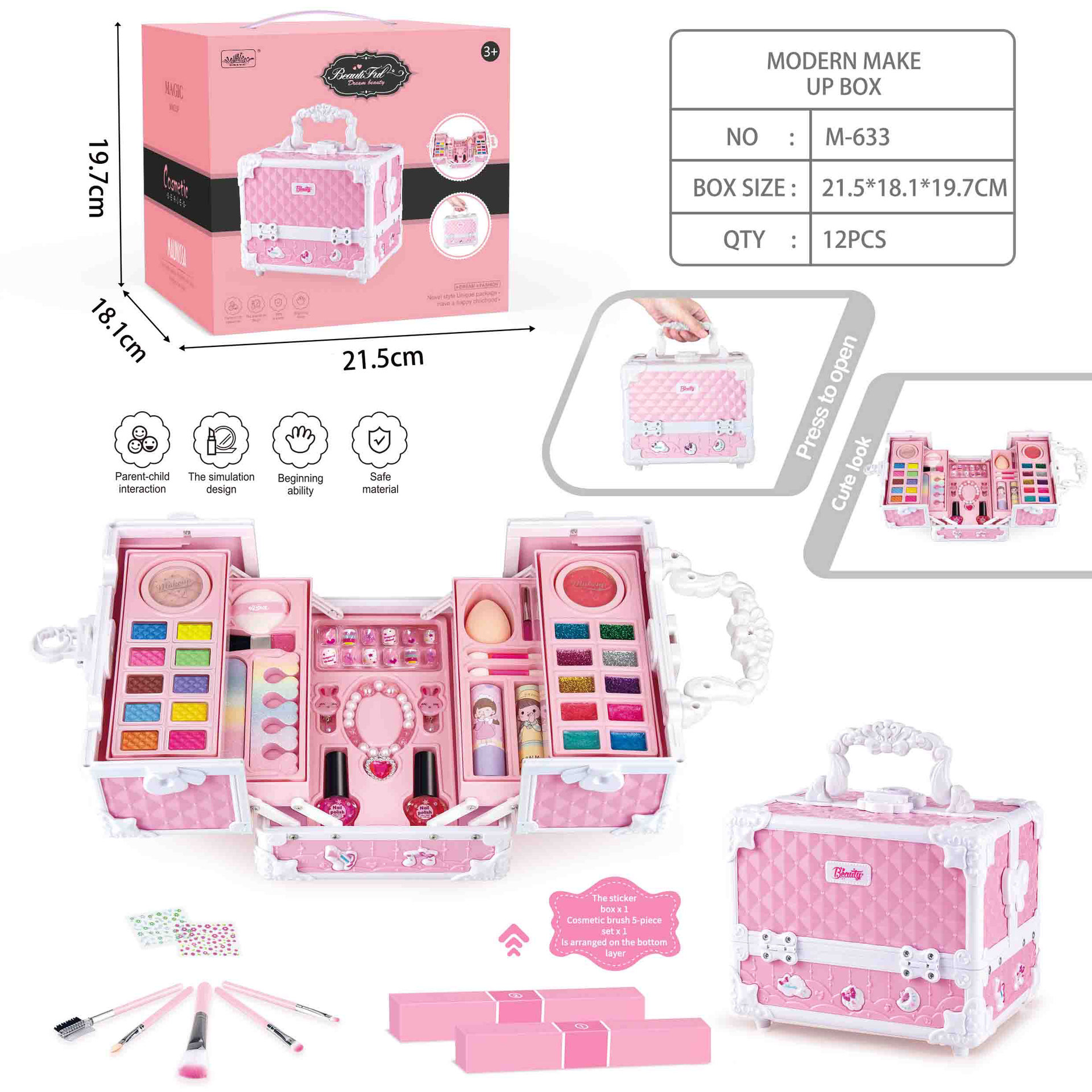 Conjunto de cosméticos transfronterizos para niñas y niños, maleta lavable, esmalte de uñas de simulación, juguetes de maquillaje para jugar a las casitas de princesa