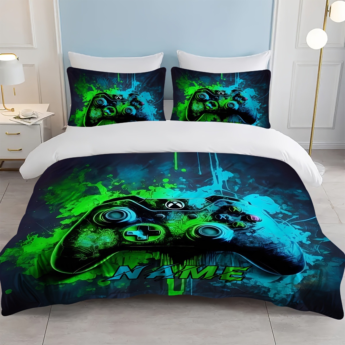 Textil doméstico transfronterizo molienda digital impresión quilt kit mango de juego fuente de fábrica graffiti llevar TEMU / JIT