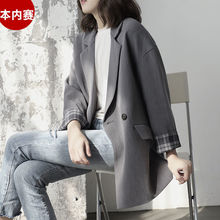 灰色小西装外套女春秋潮款气质韩版休闲设计感小众炸街网红套装夏
