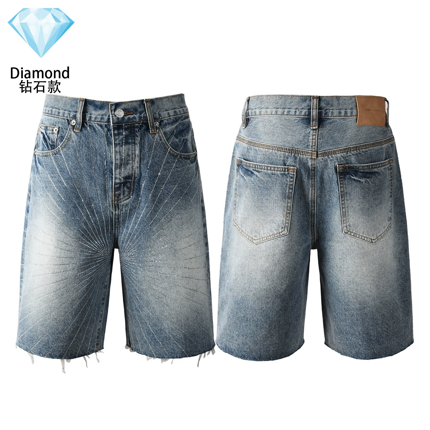 Европейский и американский трендовый бренд LIMITED PURPLE SHORTS фиолетовые брендовые уличные хип-хоп рваные distressed джинсовые шорты