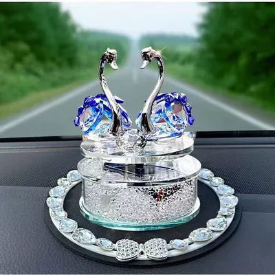 Couple Swan Car Perfume Car ornaments - solar-blue-swan-butterfly-festival-round-pad
