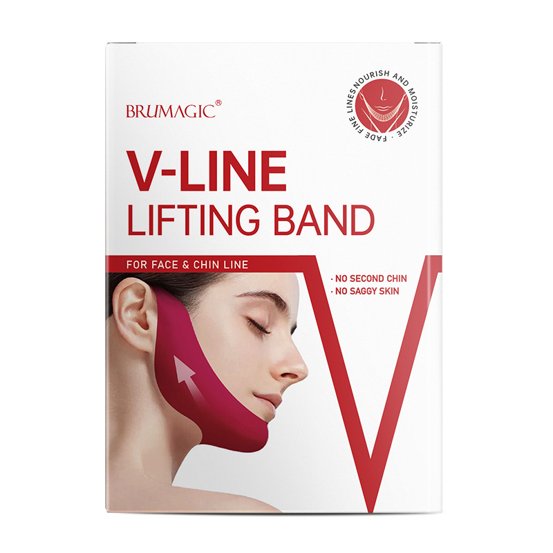 Máscara facial V transfronteriza Inglés rojo en forma de V elevación barbilla pegarse gel oreja colgando máscara levantamiento vendaje en stock