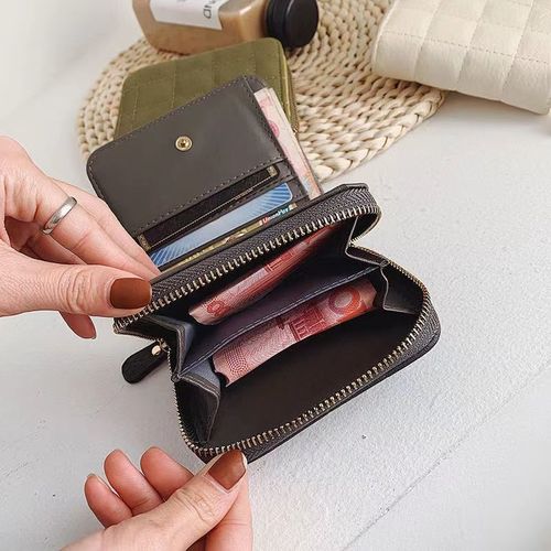 New wallet for women, Korean version, simple mini plaid wallet for high school students, retro short coin purse, card holder, multiple card slots