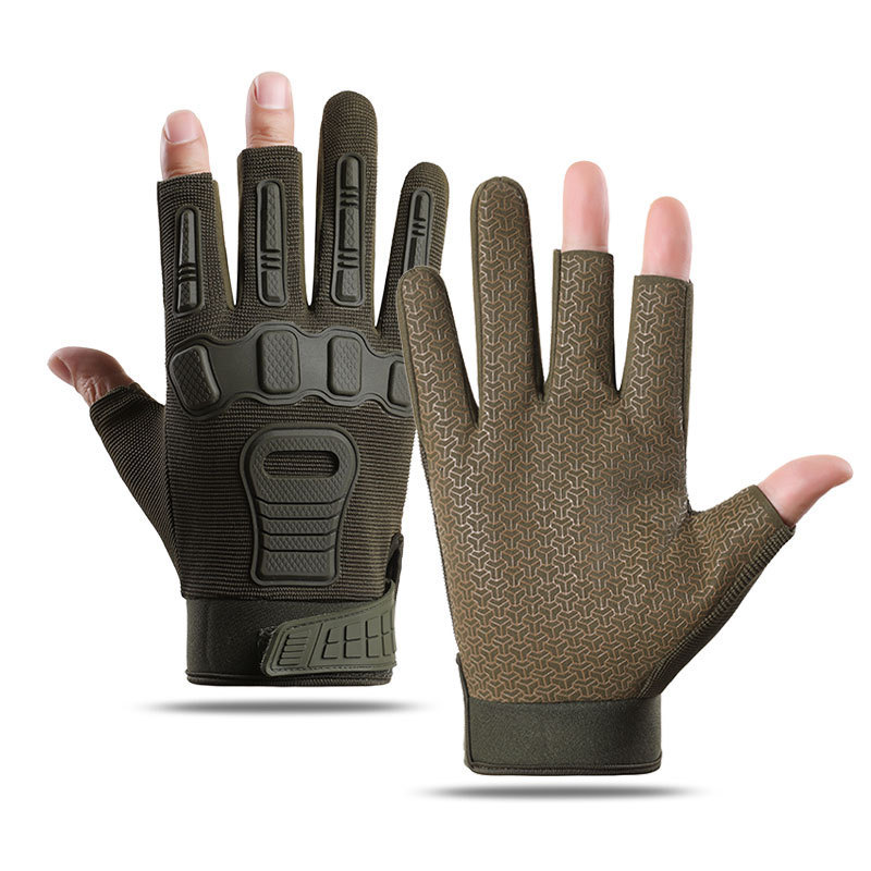 Guantes tácticos para exteriores de los hombres con fugas de goma engrosadas, pantalla táctil, deportes de montañismo, protección de dedos completos, guantes de ciclismo antideslizantes