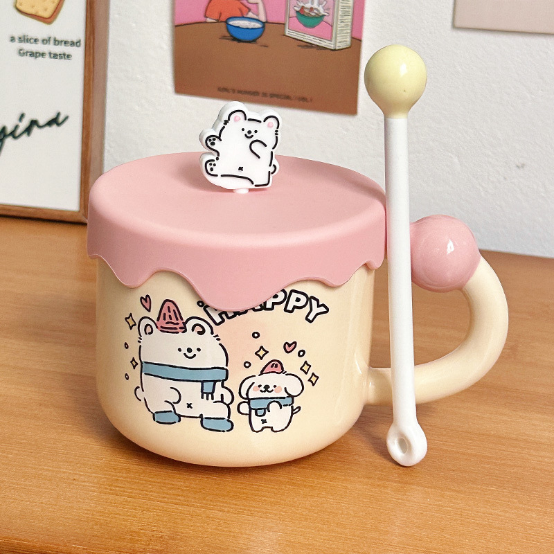 Líneas lindas para cachorros tazas de agua de cumpleaños regalo de mano tazas de cerámica de oficina tazas de café con tapa tazas de pareja