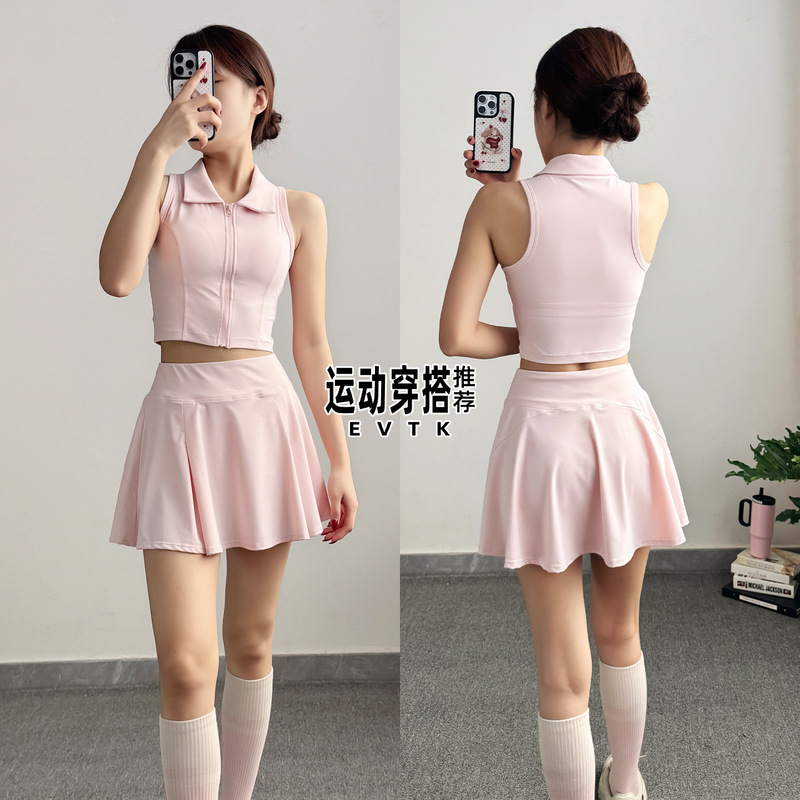 Beautiful Golf Clothing Women's Badminton Tennis Sports Suit Running Quick-Drying Short Skirt Fitness Clothing Polo Vest