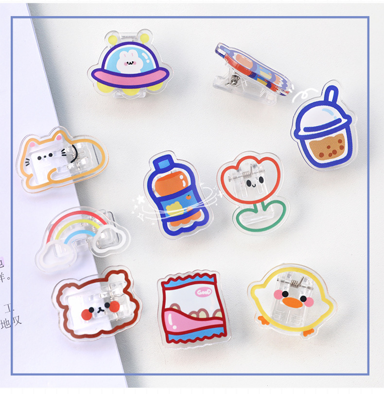 Cute Cartoon Transparent Acrylic Clip Snack Seal Clip Paper Clip display picture 1