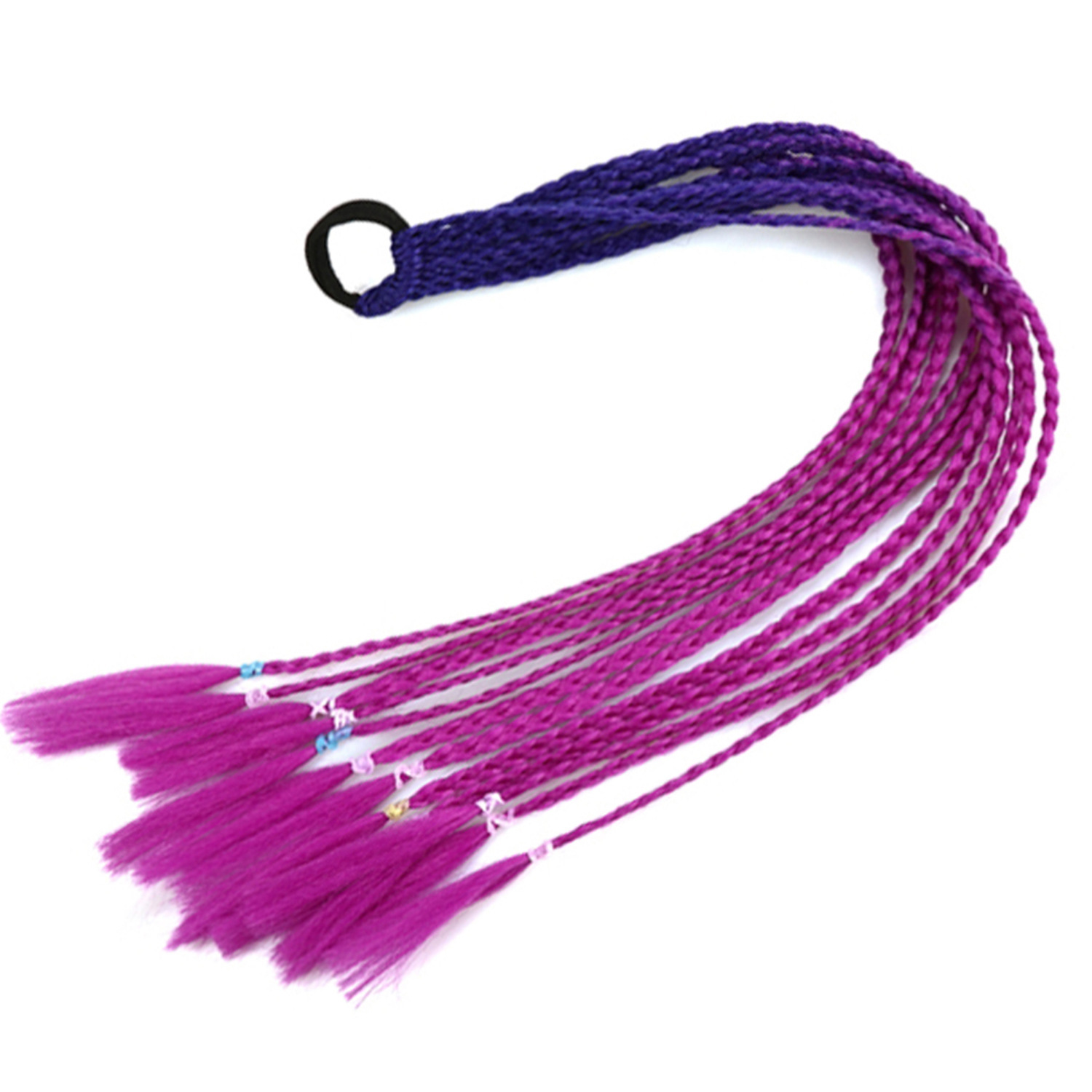 Trenzas de color de tres hebras de cola de caballo de tela de alta temperatura de seda sucia trenzas de cabello tipo peluca