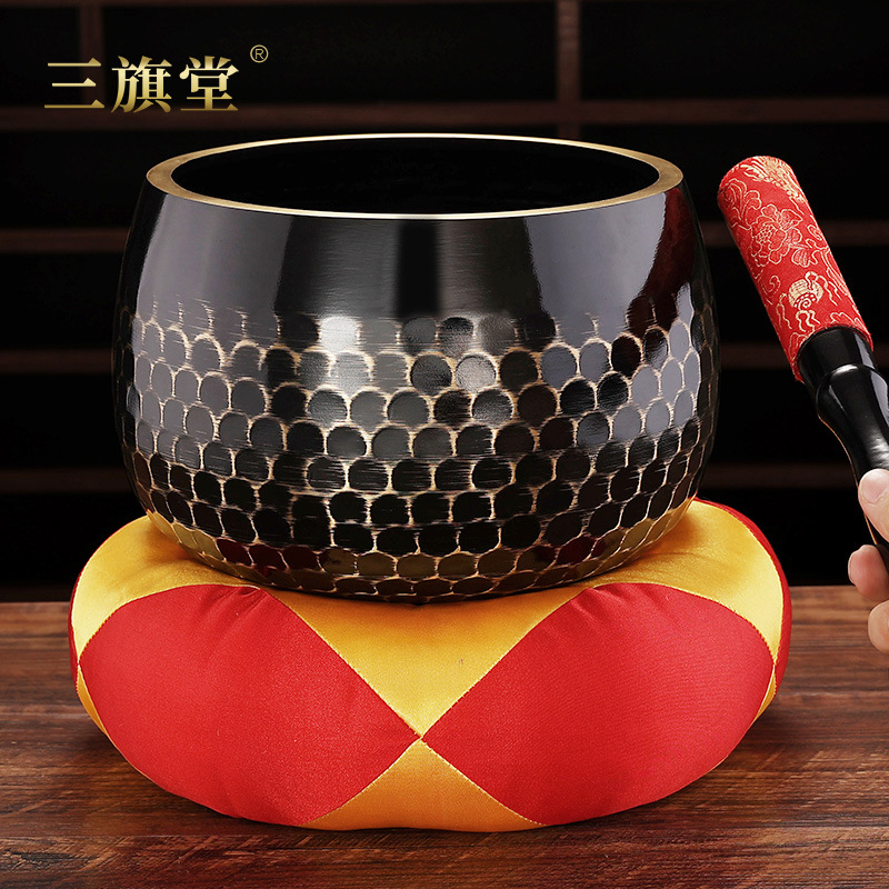 Taiwan fish-scale pattern copper chime, brass ritual implements Buddhist singing bowl, brass gong meditation bowl calming bowl for spiritual practice