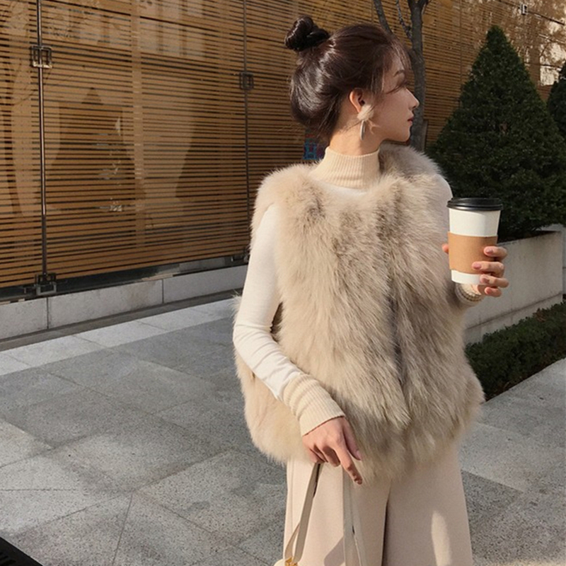 Fur Vest for Women 2025 Autumn and Winter New Korean Style Faux Fox Fur Vest Short Plush Coat Slimming Vest