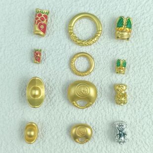Ancient French gold drop oil bracelet accessories small fat Fu run ring koi golden cicada through hole Joker diy factory wholesale