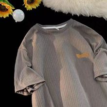 青少年t恤夏季薄款冰丝短袖T恤男运动潮牌日系复古休闲高街圆领T