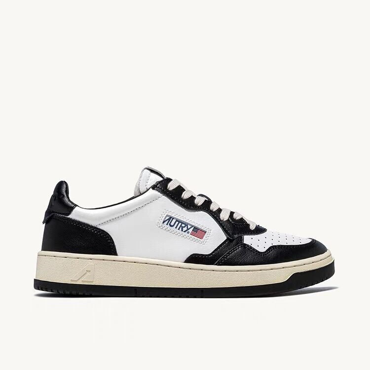 Autry White Shoes Women's Genuine Leather 2024 New Sports Shoes Women's Retro Korean Style Lace-Up Korean Sneakers Ins Trendy Shoes