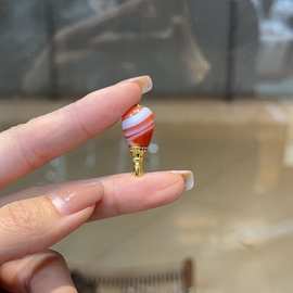 天珠玛瑙三文鱼三通纯铜底托DIY文玩手链项链配件时尚饰品配饰