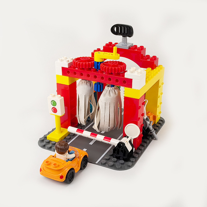 Domestic Large Particle Building Blocks Simple Car Wash Shop Simulation Car Wash Fun Car Wash Cloth Kidsren's Toys Spare Parts Accessories
