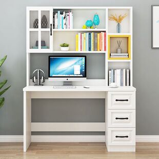 Desk and Bookshelf Combination Modern Simple Home Bedroom Bookcase Computer Desktop Writing Table Children's Popular Model