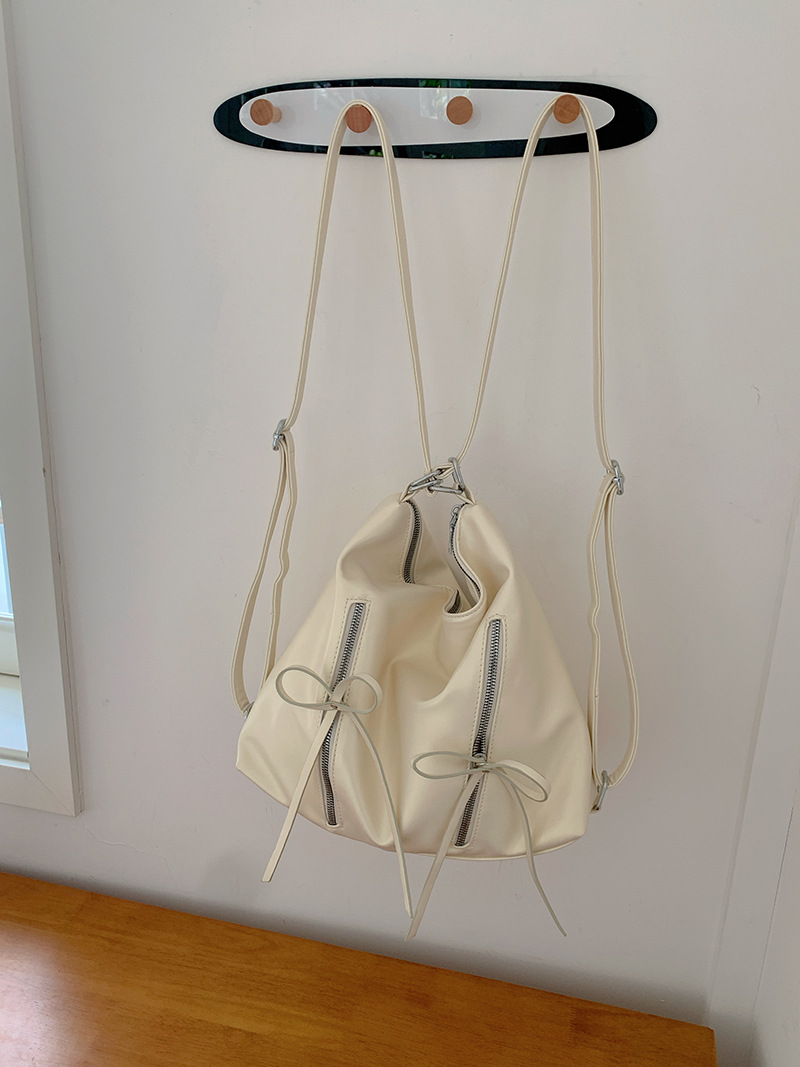 Ruksak u obliku mašne za žene 2024., nova trendi korejska platnena torba, ležerna, velikog kapaciteta, s jednim ramenom i leđima_voghion.com