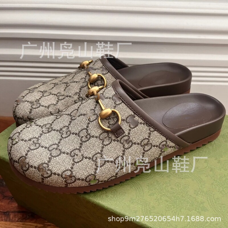 High Version G Home Baotou Half Slippers Women's Summer Outfit Mueller Shoes Horse Buckle Flat Shoes All-Match Casual Lazy Shoes