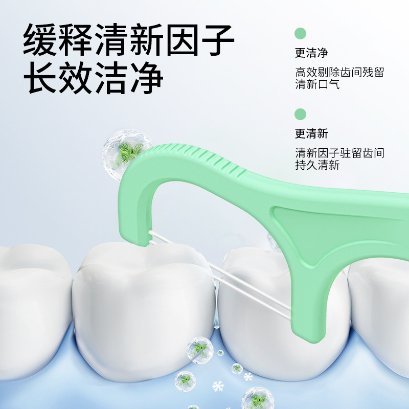 特殊二重糸デンタルフロス、ミントフレーバーフロススティック、使い捨てつまようじ、卸売箱入り|undefined