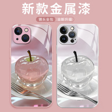 跨境爆款金属漆玻璃壳AIR水晶苹果17时尚iphone16手机壳15proma女
