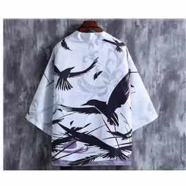 东南亚跨境男装道袍男士七分袖印花中国风开衫情侣道袍汉服男士