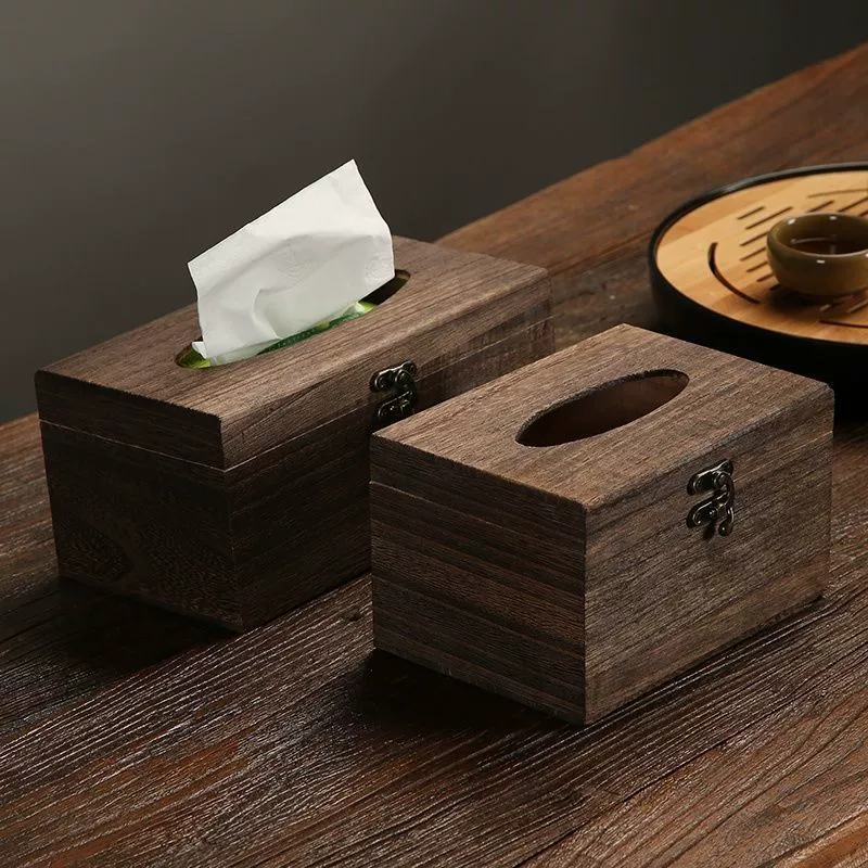 木质抽纸盒实木家用桌上纸巾盒烧桐木餐厅餐巾纸收纳盒小号大号