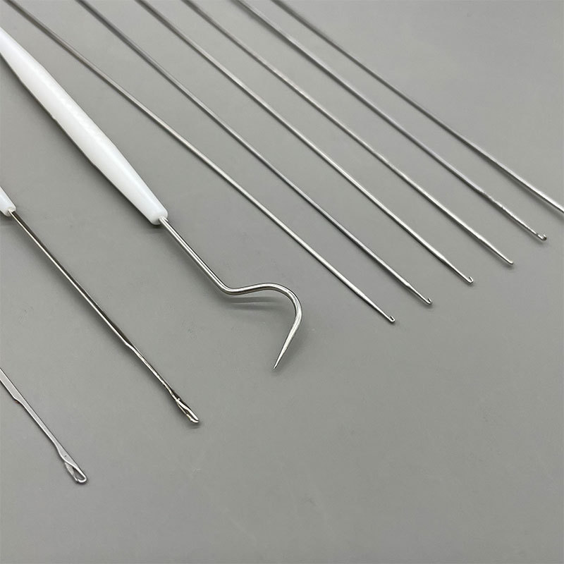 串線文玩鈎針批發不鏽鋼雙頭勾針佛珠菩提金剛細孔引線三通穿珠器