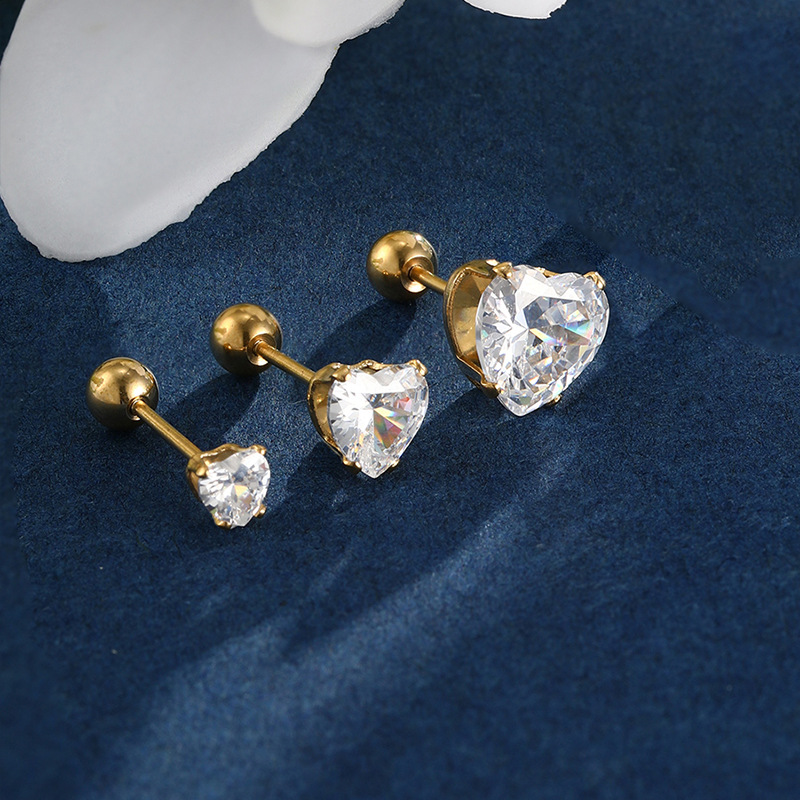 Pendientes de Gema artificial azul japonés y coreano personalidad de la moda pendientes de la gema de la hebilla del giro del tornillo del acero inoxidable de la joyería de Xupin