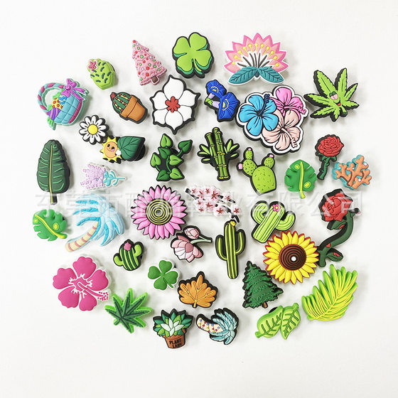 New Cave Shoes Flower Shoe Buckle Cartoon Flower Cave Shoes Flower Shoes Upper Decoration Accessories Green Planting Series