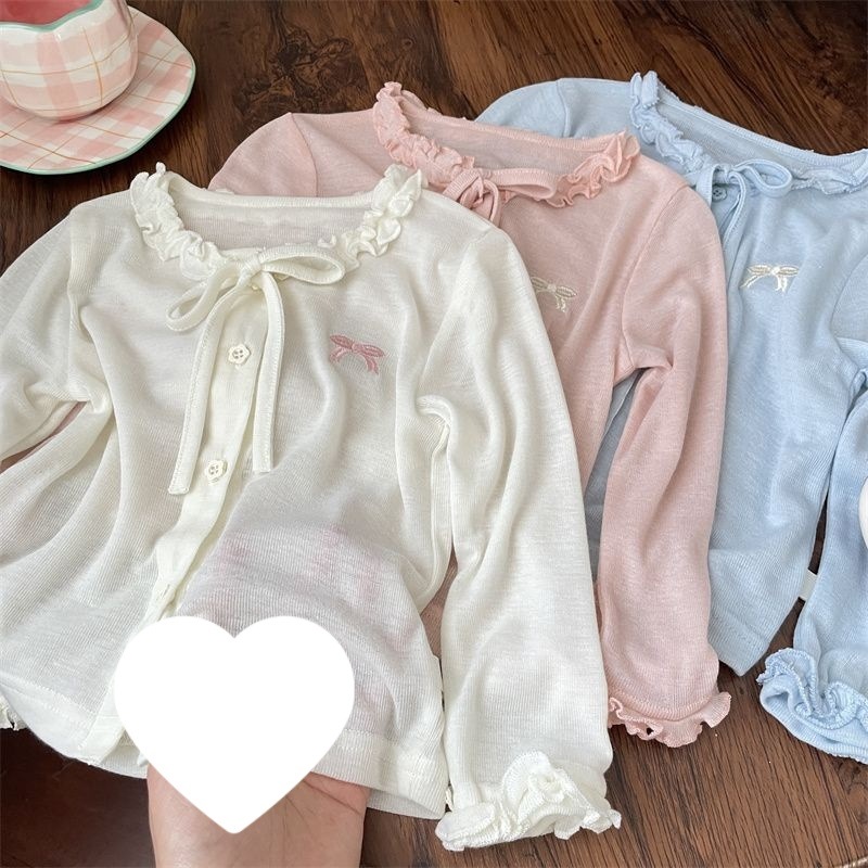 Girls' sun protection clothing, new summer children's knitted cardigan jacket, thin summer style, outdoor clothing for medium and large children, trendy.