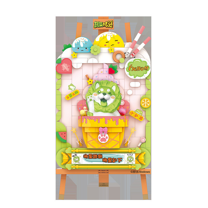 Belledi 21103 Platos de perro de cocina autorizados Decoración de pollo picante pequeña Decoración creativa ensamblado de bloques de construcción de juguetes para niños