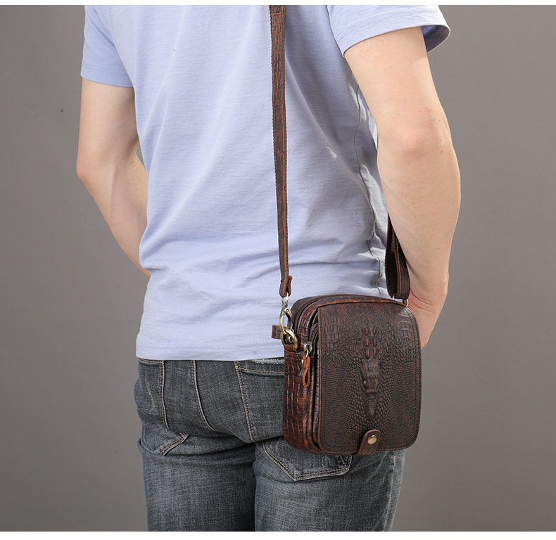 Herren Umhängetasche Aus Echtem Leder Im Kroko-retro-design_voghion.com