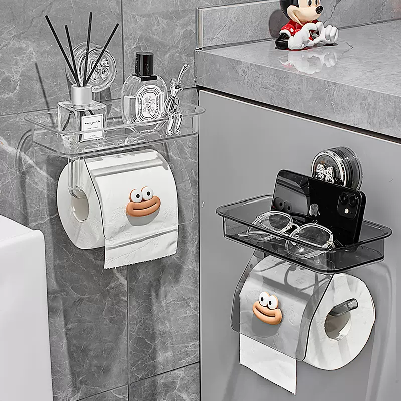 吸盘卫生间纸巾盒壁挂式厕所纸巾架浴室免打孔厕纸盒洗手间卷纸架