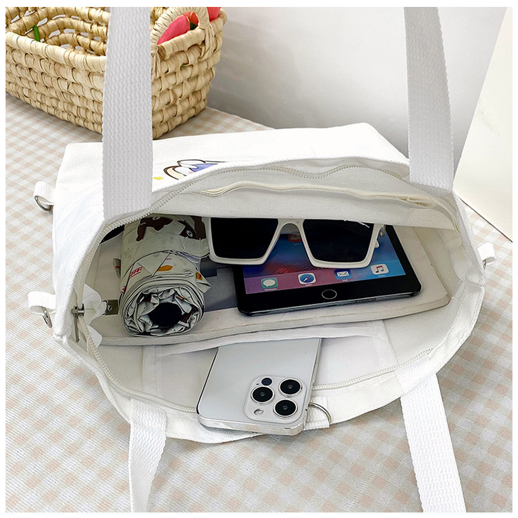 Wholesale of 2025 new cartoon casual canvas bags, large-capacity, fashionable and cute girl single-shoulder bags and tote crossbody bags undefined