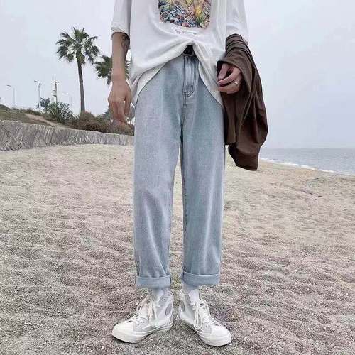 Men's Jeans Spring and Autumn Season Instagram Super Hot Trend Straight Leg Loose Plus Size Droopy Wide Leg Korean Style Father's Pants