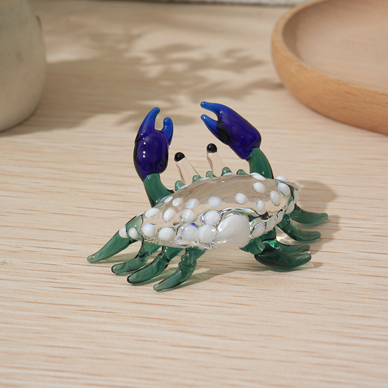 Handmade Glass Crab Ornament Unique Animal Decor