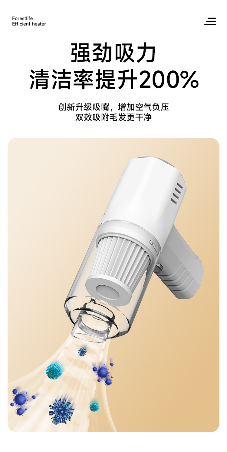 Handheld portable vacuum cleaner, household dust blower, rechargeable, all-in-one vacuum and blower, mini, for car use, with strong suction power, suitable for small pets