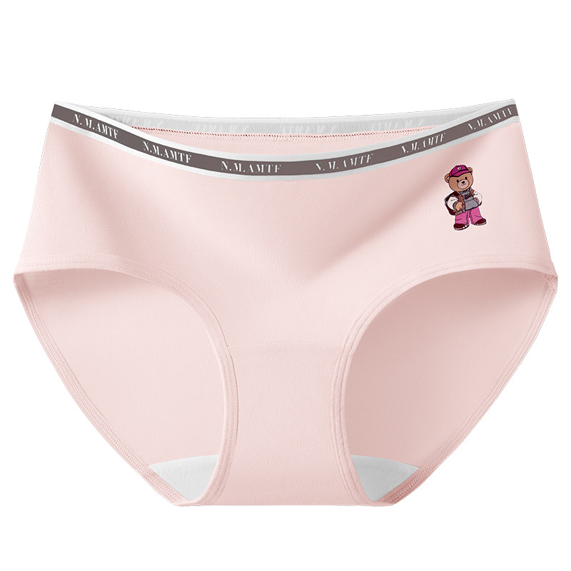 Bragas de algodón de oso para mujer, entrepierna antibacteriana para mujer, nuevo estilo americano retro para niña, pantalones cortos, ropa interior azul para mujer