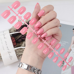 長款方頭甲片上亮油UV封層歐美美甲穿戴美甲假指甲成品盒裝貼片