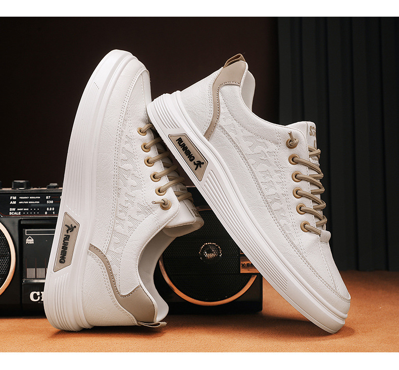 Herren Freizeitschuhe Weiß Flach Koreanischer Stil Sneaker_voghion.com