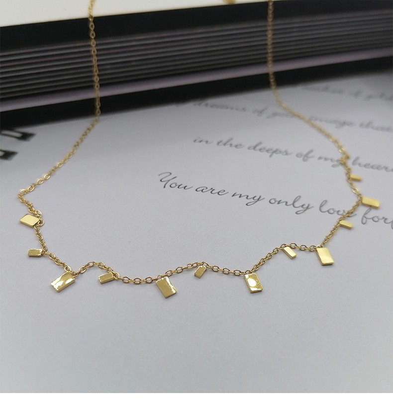 Titanium Steel Material Simple Style Round Square Water Droplets Titanium Steel Plating Necklace