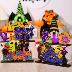 クロスボーダー新型木製置物ハロウィン木製置物装飾新作創意木製ショーウインドー家庭装飾