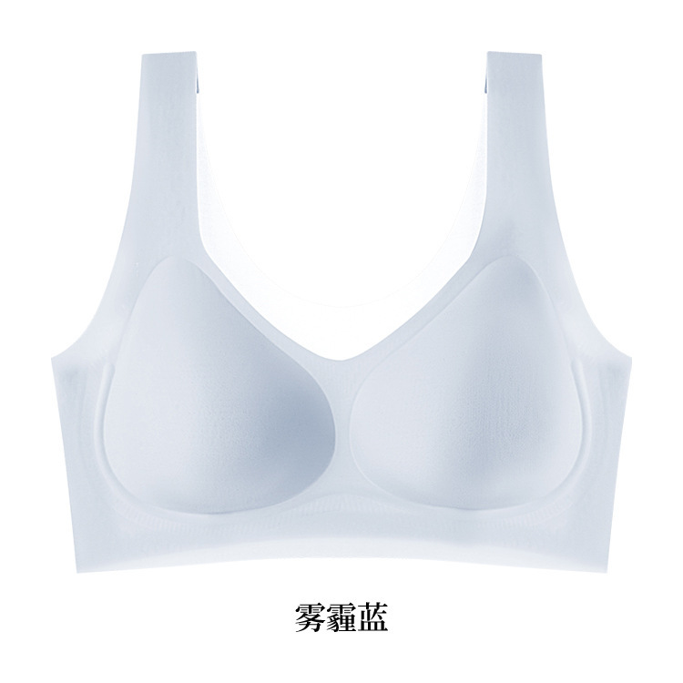 夏超薄型クールゼリー接着剤シームレスブラジャー固定カップ下着女性の小さな胸プッシュアップ通気性ブラジャー 22096|undefined